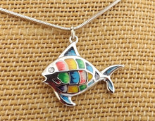 Load image into Gallery viewer, Multi Coloured Fish &amp; Stainless Steel Pendant
