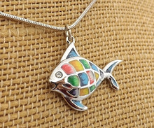 Load image into Gallery viewer, Multi Coloured Fish &amp; Stainless Steel Pendant
