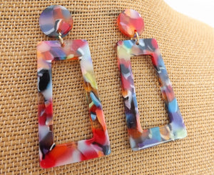 Acrylic Rectangle Drop Earrings (multiple colour options)