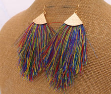 Load image into Gallery viewer, Multi Coloured Tassel &amp; Gold Tone Drop Earrings
