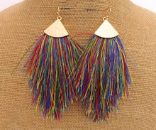 Load image into Gallery viewer, Multi Coloured Tassel &amp; Gold Tone Drop Earrings
