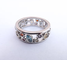 Load image into Gallery viewer, Multi Coloured &amp; Silver Tone Costume Ring (size 10)
