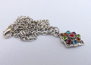 Multi Coloured & Silver Tone Pendant Necklace