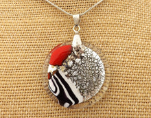 Load image into Gallery viewer, Murano Red &amp; Silver Foil Pendant on Snake Chain
