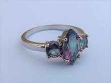Load image into Gallery viewer, Mystic Topaz &amp; Silver Tone Costume Ring (size 10)
