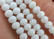 Load image into Gallery viewer, 6x8mm Opaque White Crystal Cut Rondelle Beads
