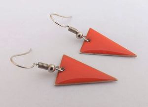 Orange Enamel Style Drop Earrings