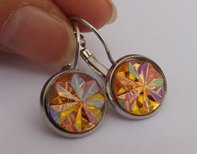 Load image into Gallery viewer, Orange Faceted Star Earrings on Lever Back Hooks
