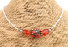 Load image into Gallery viewer, Orange, Black &amp; Clear Kathryn Design Handmade Bead necklace
