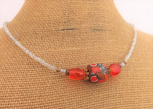 Load image into Gallery viewer, Orange, Black &amp; Clear Kathryn Design Handmade Bead necklace
