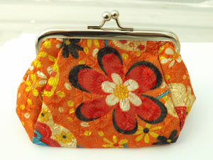 Floral Print Wide Vintage Style Coin Purse (four options)