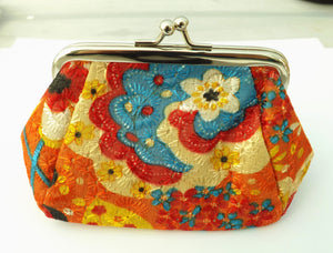 Floral Print Wide Vintage Style Coin Purse (four options)