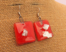 Load image into Gallery viewer, Orange &amp; White Vintage Glass Drop Earrings
