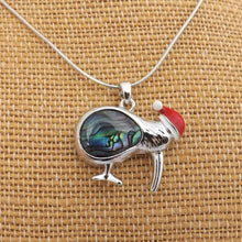 Load image into Gallery viewer, Paua Kiwi Pendant Necklace with Christmas Santa Hat
