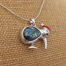 Load image into Gallery viewer, Paua Kiwi Pendant Necklace with Christmas Santa Hat
