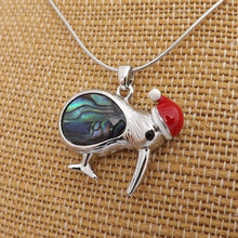 Load image into Gallery viewer, Paua Kiwi Pendant Necklace with Christmas Santa Hat
