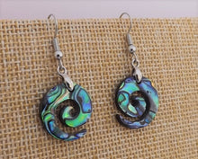 Load image into Gallery viewer, Paua Koru Drop Earrings
