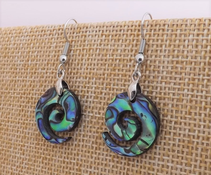 Paua Koru Drop Earrings