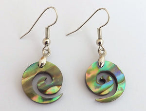 Paua Koru Earrings on Hypo Allergenic Hooks