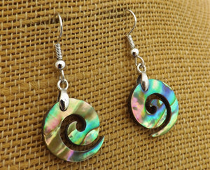 Paua Koru Earrings on Hypo Allergenic Hooks