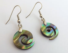 Load image into Gallery viewer, Paua Koru Earrings on Hypo Allergenic Hooks
