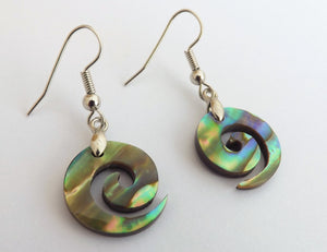 Paua Koru Earrings on Hypo Allergenic Hooks