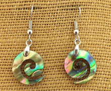 Load image into Gallery viewer, Paua Koru Earrings on Hypo Allergenic Hooks
