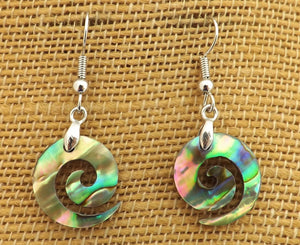 Paua Koru Earrings on Hypo Allergenic Hooks