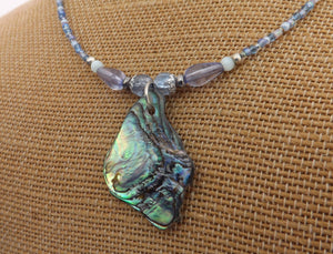 Paua Necklace Light Blue Handmade Bead Necklace