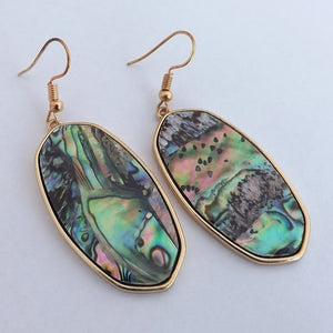 Paua & Gold Tone Drop Earrings