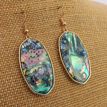 Load image into Gallery viewer, Paua &amp; Gold Tone Drop Earrings
