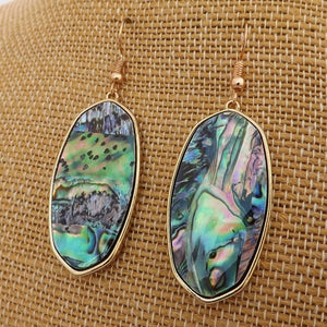 Paua & Gold Tone Drop Earrings