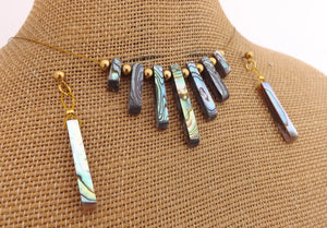 Paua & Gold Tone Handmade Collar Necklace