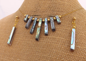 Paua & Gold Tone Handmade Collar Necklace