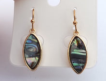 Load image into Gallery viewer, Paua &amp; Gold Tone Oval Drop Earrings

