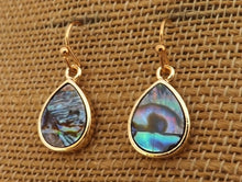 Load image into Gallery viewer, Paua &amp; Gold Tone Teardrop Earrings
