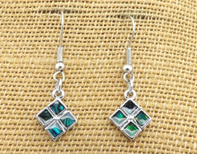 Load image into Gallery viewer, Paua &amp; Silver Tone Drop Earrings
