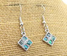 Load image into Gallery viewer, Paua &amp; Silver Tone Drop Earrings
