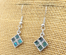 Load image into Gallery viewer, Paua &amp; Silver Tone Drop Earrings
