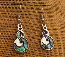 Load image into Gallery viewer, Paua &amp; Silver Tone Twist, Drop Earrings (free giftbox)
