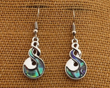 Load image into Gallery viewer, Paua &amp; Silver Tone Twist, Drop Earrings (free giftbox)
