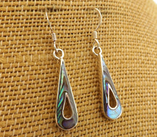 Load image into Gallery viewer, Paua &amp; Sterling Silver Long Teardrop Earrings
