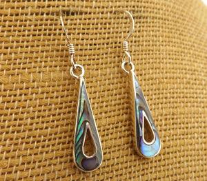 Paua & Sterling Silver Long Teardrop Earrings