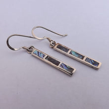 Load image into Gallery viewer, Paua &amp; Sterling Silver Rectangle Drop Earrings
