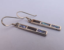 Load image into Gallery viewer, Paua &amp; Sterling Silver Rectangle Drop Earrings
