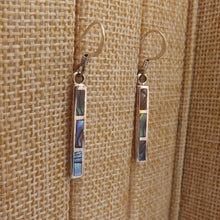 Load image into Gallery viewer, Paua &amp; Sterling Silver Rectangle Drop Earrings
