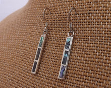 Load image into Gallery viewer, Paua &amp; Sterling Silver Rectangle Drop Earrings
