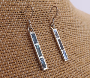 Paua & Sterling Silver Rectangle Drop Earrings