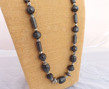 Load image into Gallery viewer, Pearly Grey Black Vintage Plastic Bead Necklace
