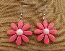 Load image into Gallery viewer, Pink Daisy Plastic Drop Earrings
